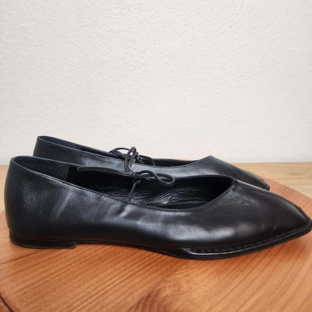 Alohas Shoes Womens Size 11 EU42 Sway Black Leather Square Toe Ballet Flats